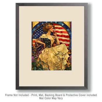 Vintage American Liberty - American USA Patriotic Wall Art Prints - 8"x10" Art Print for 11"x14" Frame