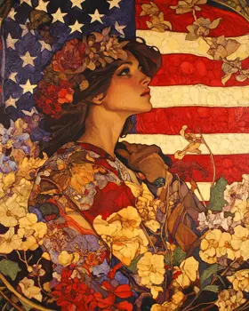 Flag Lady - American USA Patriotic Wall Art Prints - 8"x10" Art Print for 11"x14" Frame