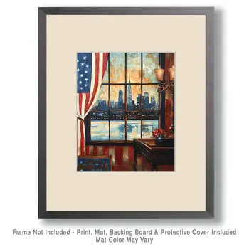 Office - American USA Patriotic Wall Art Prints - 8"x10" Art Print for 11"x14" Frame