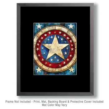 Shield - American USA Patriotic Wall Art Prints - 8"x10" Art Print for 11"x14" Frame