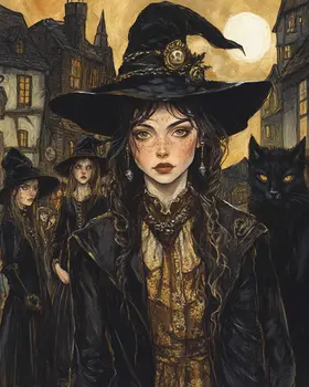 Town Enchantress - Witch and Witches Wall Art Prints - 8"x10" Art Print for 11"x14" Frame