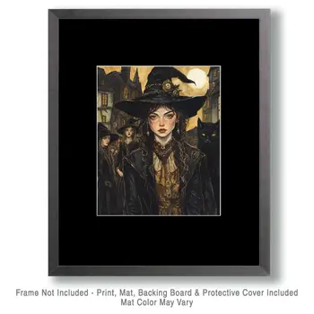 Town Enchantress - Witch and Witches Wall Art Prints - 8"x10" Art Print for 11"x14" Frame
