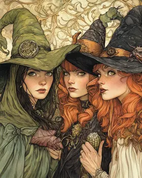 Twisted Sisters - Witch and Witches Wall Art Prints - 8"x10" Art Print for 11"x14" Frame