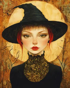 Full Moon - Witch and Witches Wall Art Prints - 8"x10" Art Print for 11"x14" Frame