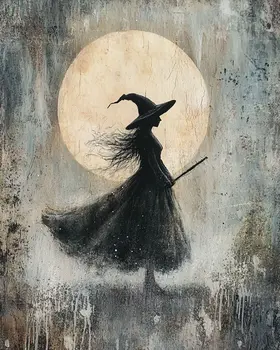 Midnight Ride - Witch and Witches Wall Art Prints - 8"x10" Art Print for 11"x14" Frame