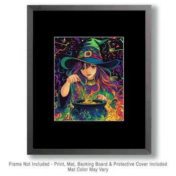 Colorful Cauldron - Witch and Witches Wall Art Prints - 8"x10" Art Print for 11"x14" Frame