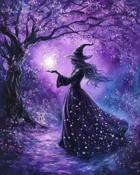 Midnight Spell - Witch and Witches Wall Art Prints - 8"x10" Art Print for 11"x14" Frame