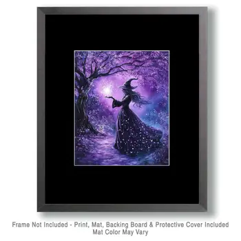 Midnight Spell - Witch and Witches Wall Art Prints - 8"x10" Art Print for 11"x14" Frame