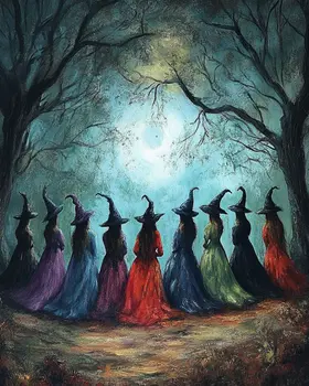Gathering - Witch and Witches Wall Art Prints - 8"x10" Art Print for 11"x14" Frame