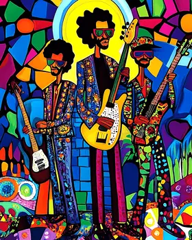 Playing Funky Music - Retro 60's & 70's Art Prints - 8"x10" Art Print for 11"x14" Frame