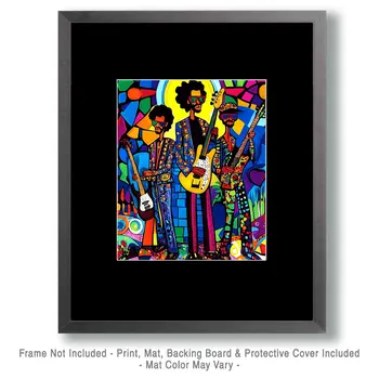 Playing Funky Music - Retro 60's & 70's Art Prints - 8"x10" Art Print for 11"x14" Frame