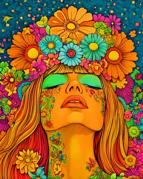 Floral Dream - Retro 60's & 70's Art Prints - 8"x10" Art Print for 11"x14" Frame