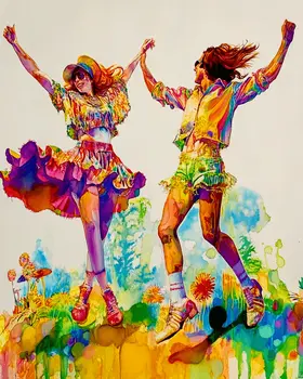 Dancing Free - Retro 60's & 70's Art Prints - 8"x10" Art Print for 11"x14" Frame