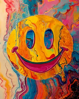Psychedelic Smiley Face - Retro 60's & 70's Art Prints - 8"x10" Art Print for 11"x14" Frame
