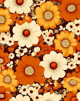 Seventies Floral - Retro 60's & 70's Art Prints - 8"x10" Art Print for 11"x14" Frame