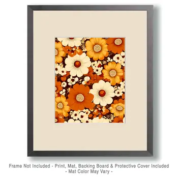 Seventies Floral - Retro 60's & 70's Art Prints - 8"x10" Art Print for 11"x14" Frame