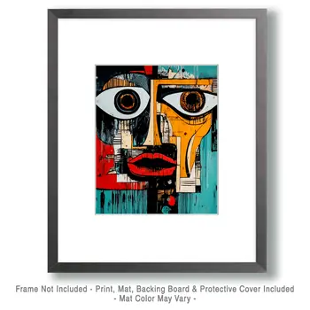 Abstract Face - Retro 60's & 70's Art Prints - 8"x10" Art Print for 11"x14" Frame