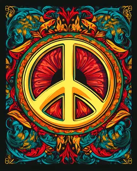 BOHO Peace Sign - Retro 60's & 70's Art Prints - 8"x10" Art Print for 11"x14" Frame