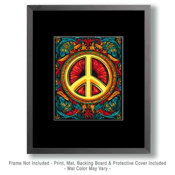 BOHO Peace Sign - Retro 60's & 70's Art Prints - 8"x10" Art Print for 11"x14" Frame