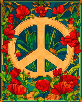 Roses Peach Sign - Retro 60's & 70's Art Prints - 8"x10" Art Print for 11"x14" Frame