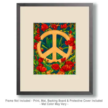 Roses Peach Sign - Retro 60's & 70's Art Prints - 8"x10" Art Print for 11"x14" Frame