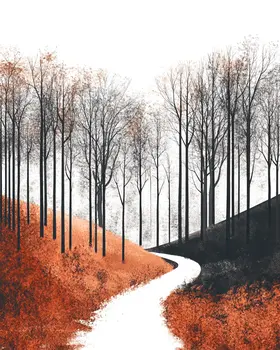 Seventies Forest Path - Retro 60's & 70's Art Prints - 8"x10" Art Print for 11"x14" Frame