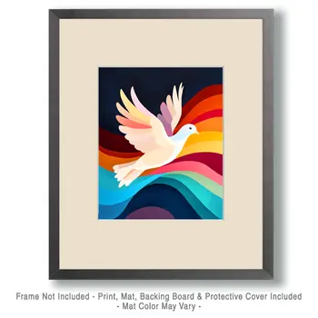 Seventies Peace Dove - Retro 60's & 70's Art Prints - 8"x10" Art Print for 11"x14" Frame