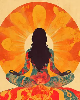 Morning Meditation - Retro 60's & 70's Art Prints - 8"x10" Art Print for 11"x14" Frame