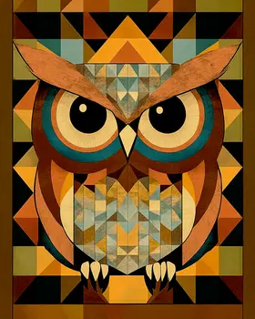 Seventies Style Owl - Retro 60's & 70's Art Prints - 8"x10" Art Print for 11"x14" Frame