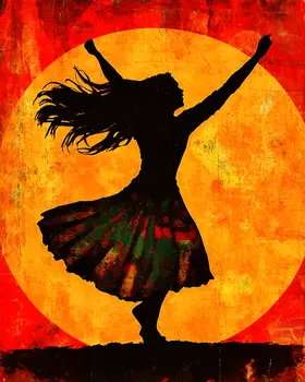 Sunset Dance - Retro 60's & 70's Art Prints - 8"x10" Art Print for 11"x14" Frame