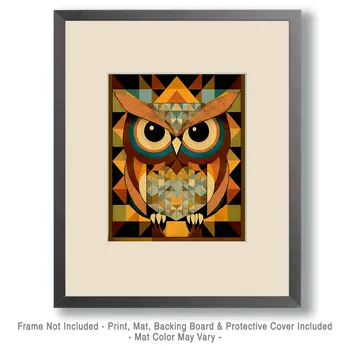 Seventies Style Owl - Retro 60's & 70's Art Prints - 8"x10" Art Print for 11"x14" Frame