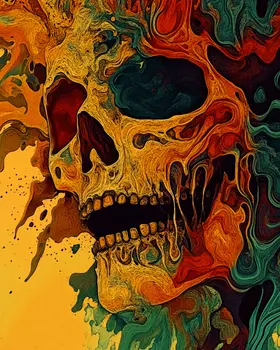 Psychedelic Skull - Retro 60's & 70's Art Prints - 8"x10" Art Print for 11"x14" Frame