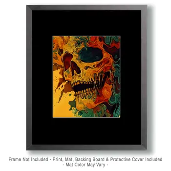 Psychedelic Skull - Retro 60's & 70's Art Prints - 8"x10" Art Print for 11"x14" Frame