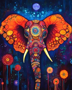 Psychedelic Elephant - Retro 60's & 70's Art Prints - 8"x10" Art Print for 11"x14" Frame