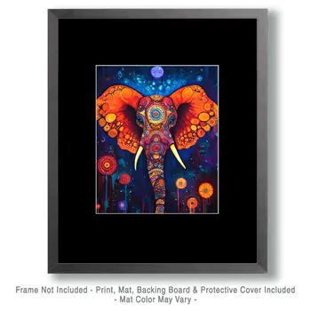 Psychedelic Elephant - Retro 60's & 70's Art Prints - 8"x10" Art Print for 11"x14" Frame