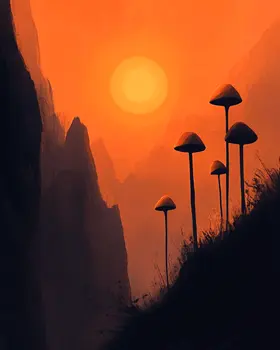 'Shroom Habitat - Retro 60's & 70's Art Prints - 8"x10" Art Print for 11"x14" Frame