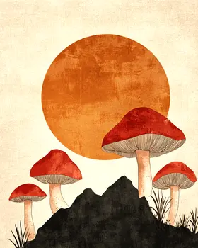 Mushroom Mountain - Retro 60's & 70's Art Prints - 8"x10" Art Print for 11"x14" Frame