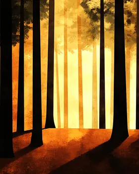 Minimalism Forest - Retro 60's & 70's Art Prints - 8"x10" Art Print for 11"x14" Frame