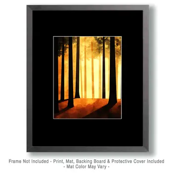 Minimalism Forest - Retro 60's & 70's Art Prints - 8"x10" Art Print for 11"x14" Frame