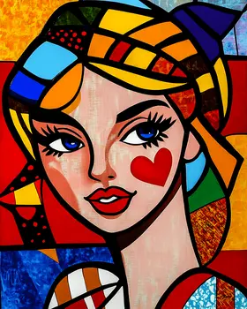Pop Heart Chick - Retro 60's & 70's Art Prints - 8"x10" Art Print for 11"x14" Frame