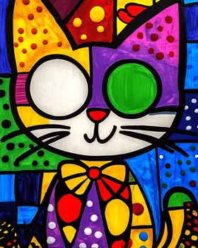 Pop Art Cat - Retro 60's & 70's Art Prints - 8"x10" Art Print for 11"x14" Frame