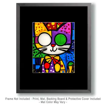 Pop Art Cat - Retro 60's & 70's Art Prints - 8"x10" Art Print for 11"x14" Frame
