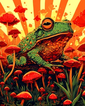 Trippin' Toad - Retro 60's & 70's Art Prints - 8"x10" Art Print for 11"x14" Frame