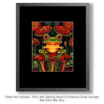 'Shrooms Frog - Retro 60's & 70's Art Prints - 8"x10" Art Print for 11"x14" Frame