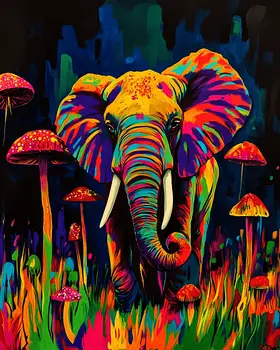 Trippin' Elephant - Retro 60's & 70's Art Prints - 8"x10" Art Print for 11"x14" Frame
