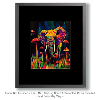 Trippin' Elephant - Retro 60's & 70's Art Prints - 8"x10" Art Print for 11"x14" Frame