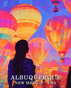Neon Liftoff - Albuquerque Souvenir Wall Art Prints – 8″x10″ Artwork for 11″x14″ Frame