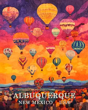 Early Sunrise Ascent - Albuquerque Souvenir Wall Art Prints – 8″x10″ Artwork for 11″x14″ Frame