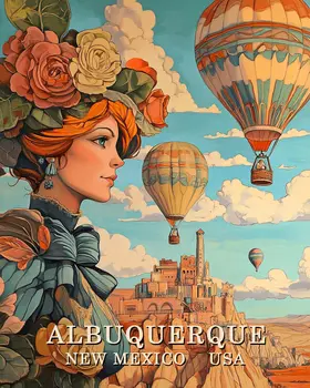 1900's Balloon Festival - Albuquerque Souvenir Wall Art Prints – 8″x10″ Artwork for 11″x14″ Frame