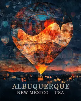 Night Flight - Albuquerque Souvenir Wall Art Prints – 8″x10″ Artwork for 11″x14″ Frame